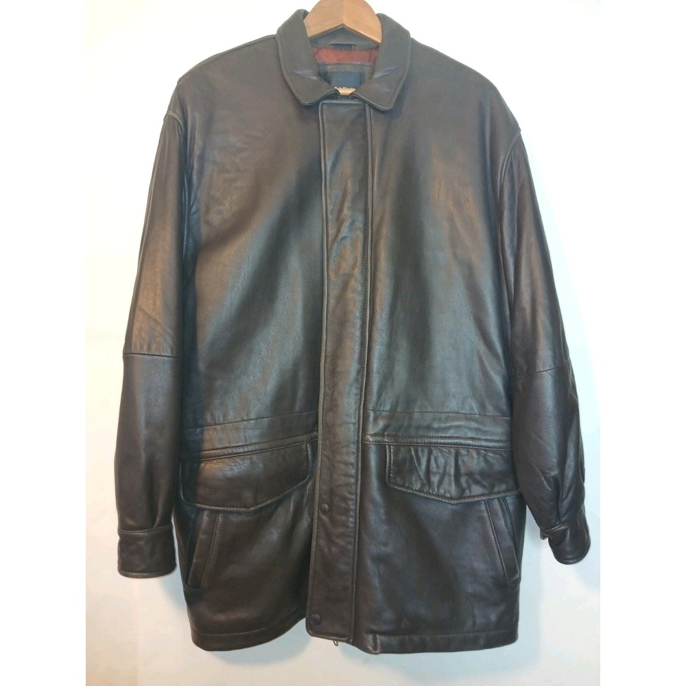 Marc New York Brown Soft Leather Quilted Lining Coat Jacket Size Medium AC